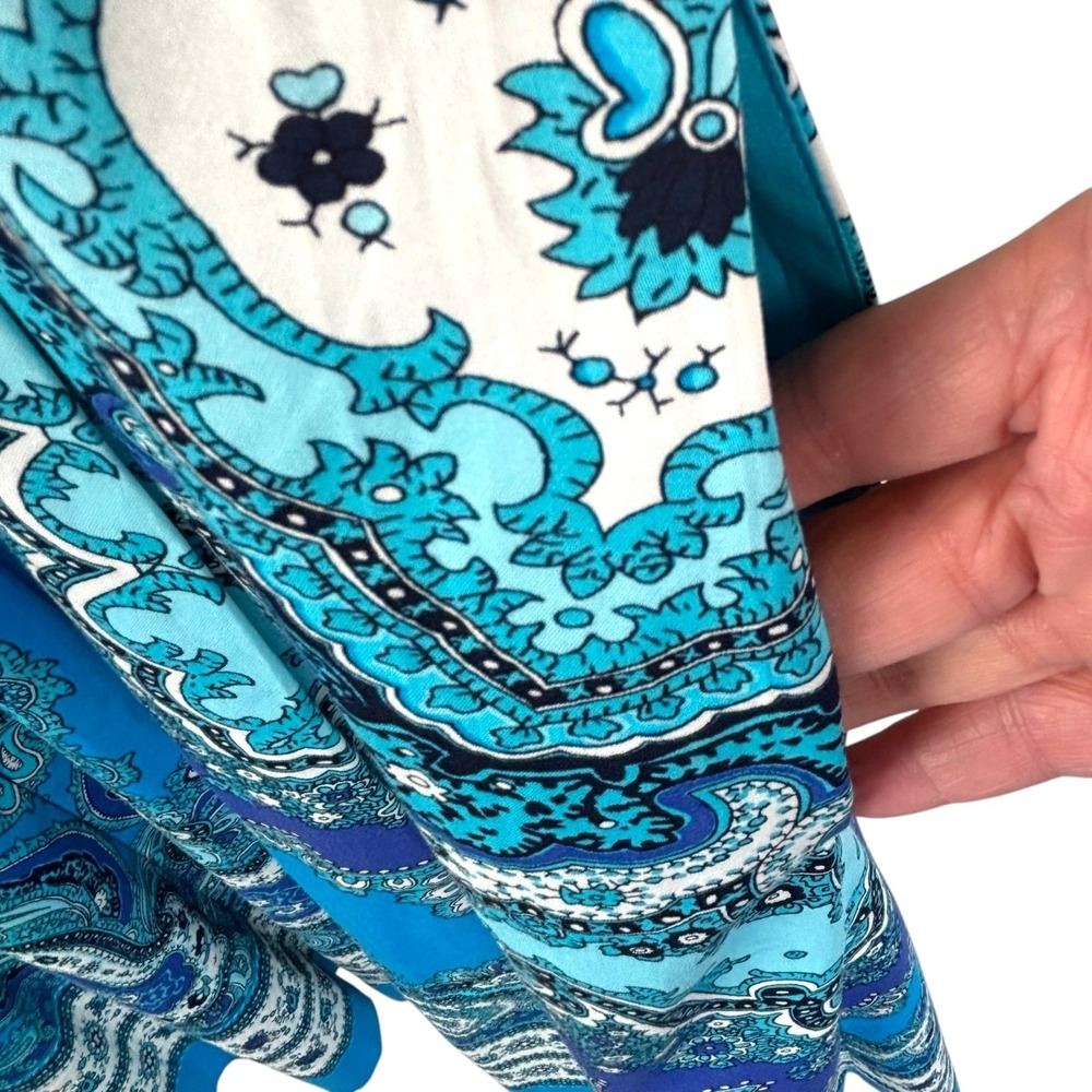 Talbots RSVP Aqua Paisley Fit & Flare Cotton Dress 12P Coastal Feminine - Picture 5 of 9